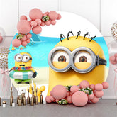 Lofaris Circle Yellow Cartoon Dolls Round Beach Birthday Backdrop