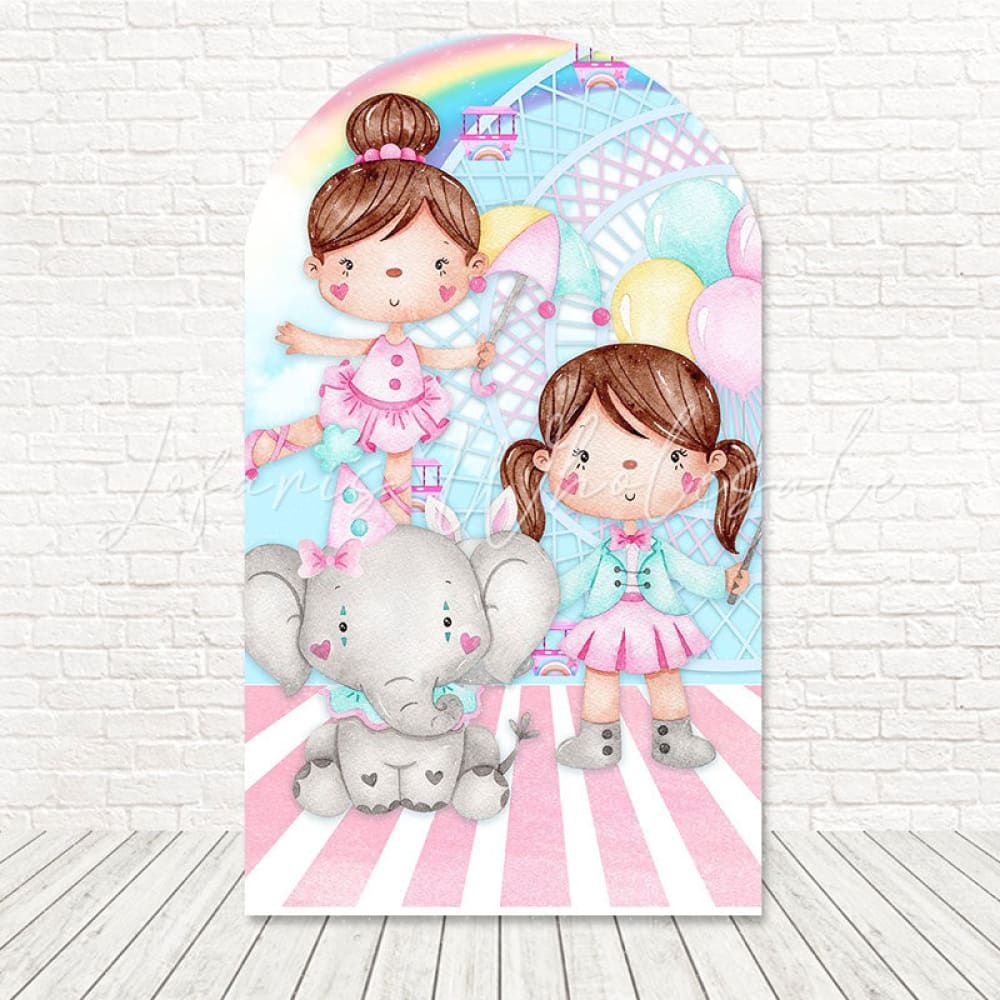 Circus Colorful Fun Tent Arch Backdrop For Carnival Party Day