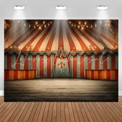 Lofaris Circus Mill Tent Red Stripes Light Birthday Backdrop