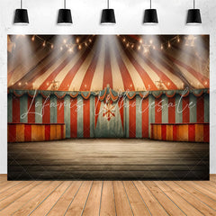 Lofaris Circus Mill Tent Red Stripes Light Birthday Backdrop