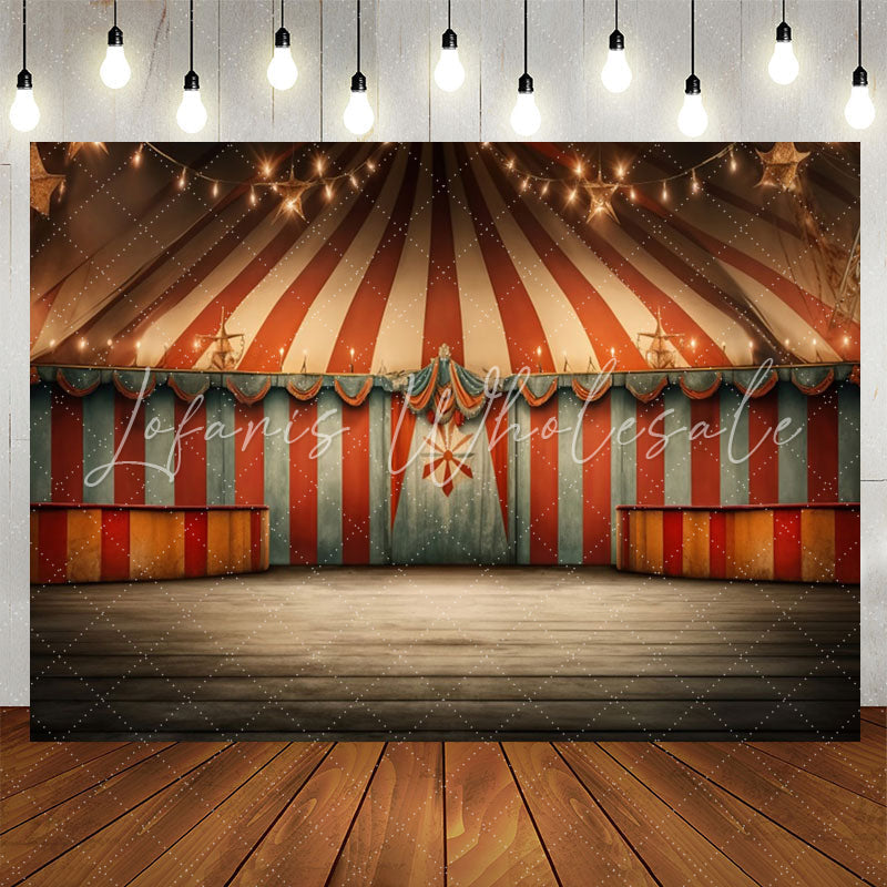 Lofaris Circus Mill Tent Red Stripes Light Birthday Backdrop