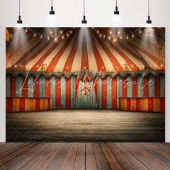 Lofaris Circus Mill Tent Red Stripes Light Birthday Backdrop
