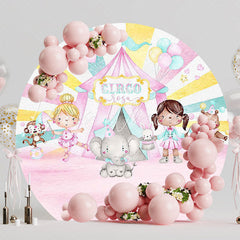 Circus of Girls Watercolor Round Backdrop for Fun Event