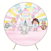 Circus of Girls Watercolor Round Backdrop for Fun Event