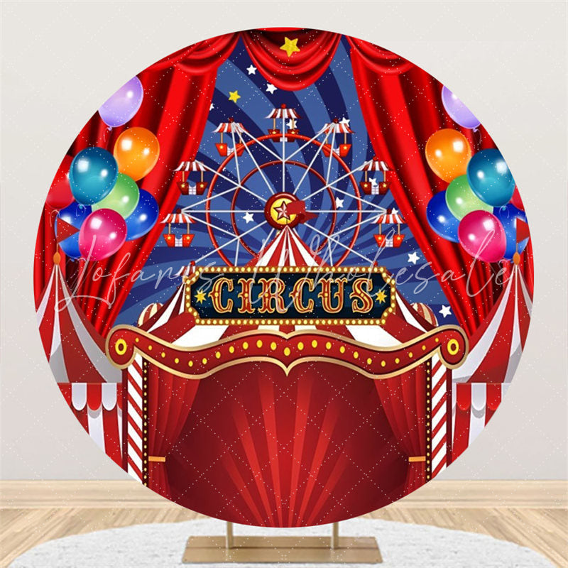 Lofaris Circus Red Balloons Ferris Wheel Circle Backdrop
