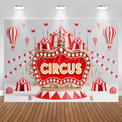 Lofaris Circus Red Light Sign Flags Tent Birthday Backdrop
