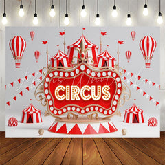 Lofaris Circus Red Light Sign Flags Tent Birthday Backdrop