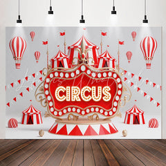 Lofaris Circus Red Light Sign Flags Tent Birthday Backdrop