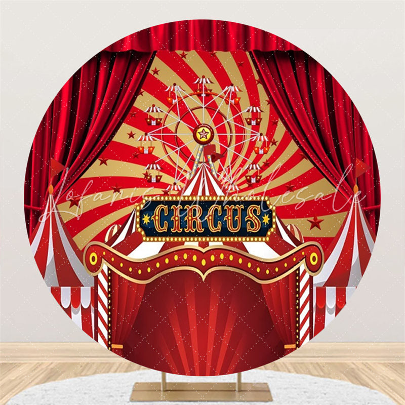 Lofaris Circus Red Star Curtain Stripes Circle Backdrop