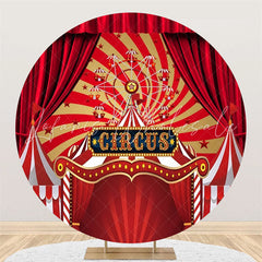 Lofaris Circus Red Star Curtain Stripes Circle Backdrop