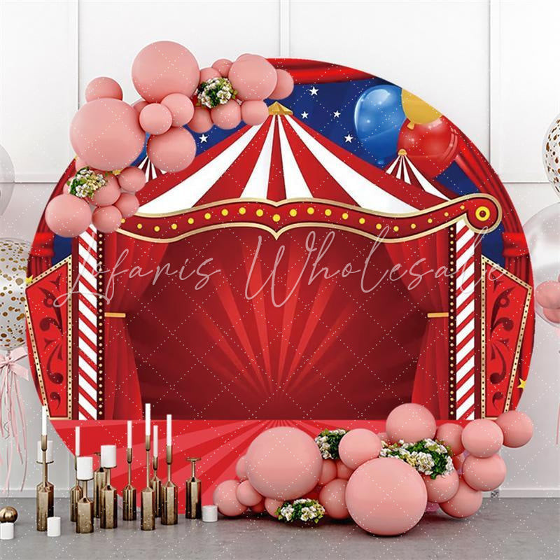 Lofaris Circus Stage Red Carpet With Balloon Circle Backdrop