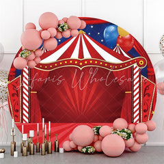 Lofaris Circus Stage Red Carpet With Balloon Circle Backdrop