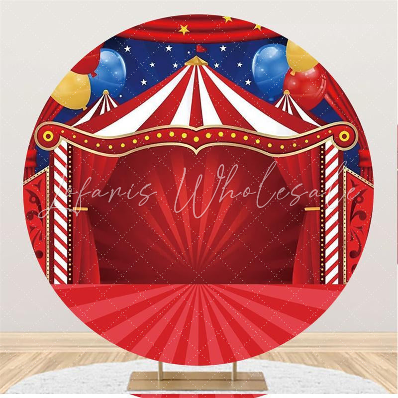 Lofaris Circus Stage Red Carpet With Balloon Circle Backdrop