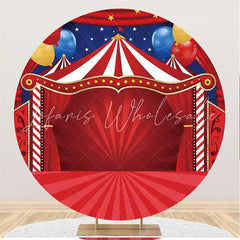 Lofaris Circus Stage Red Carpet With Balloon Circle Backdrop