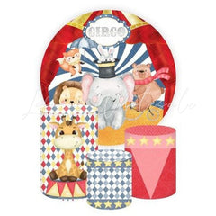 Circus Themed Round Backdrop and Cylinders Kit for Fun Celebrations