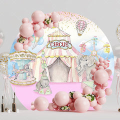 Circus Watercolor Pink Round Backdrop for Fun Fair Theme