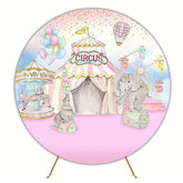 Circus Watercolor Pink Round Backdrop for Fun Fair Theme