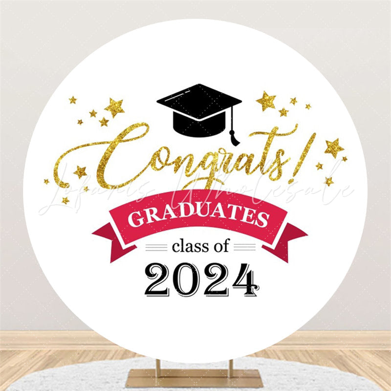 Lofaris Class 2024 Golden Congrats Round Graduation Backdrop