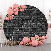Lofaris Classic Black Brick Wall Round Backdrop For Birthday