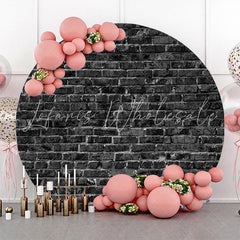 Lofaris Classic Black Brick Wall Round Backdrop For Birthday