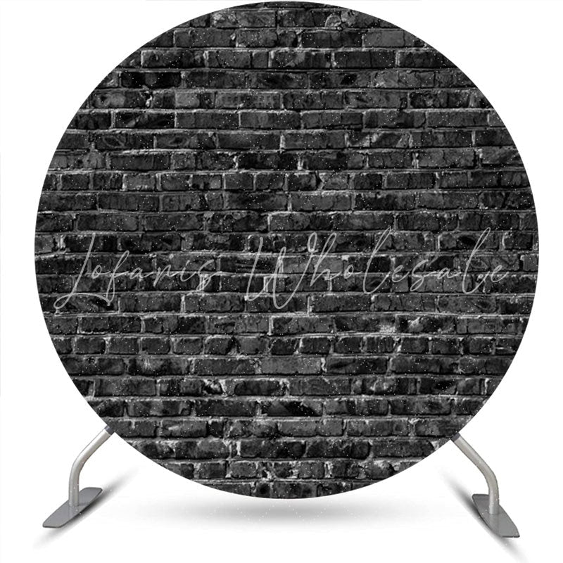 Lofaris Classic Black Brick Wall Round Backdrop For Birthday