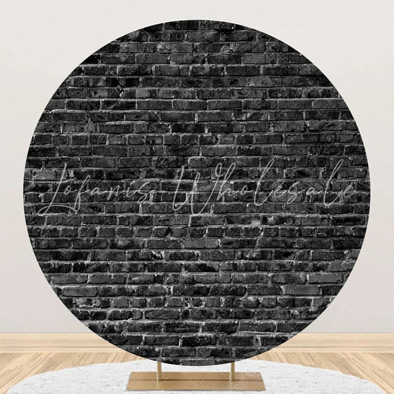 Lofaris Classic Black Brick Wall Round Backdrop For Birthday