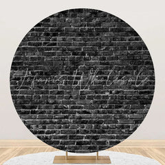 Lofaris Classic Black Brick Wall Round Backdrop For Birthday