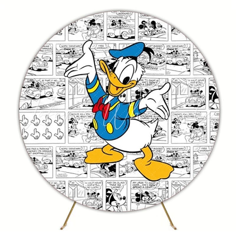 Classic Donald Duck Round Backdrop For Fun Cartoon Kids Party Theme