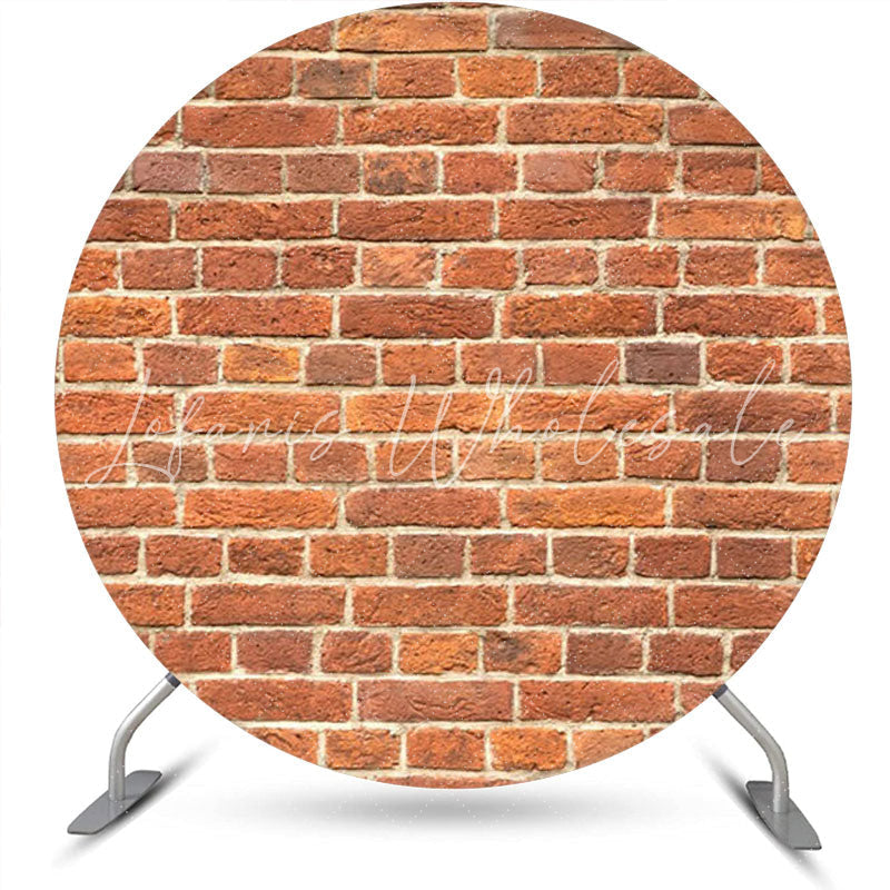 Lofaris Classic Faded Red Brick Wall Round Party Backdrop