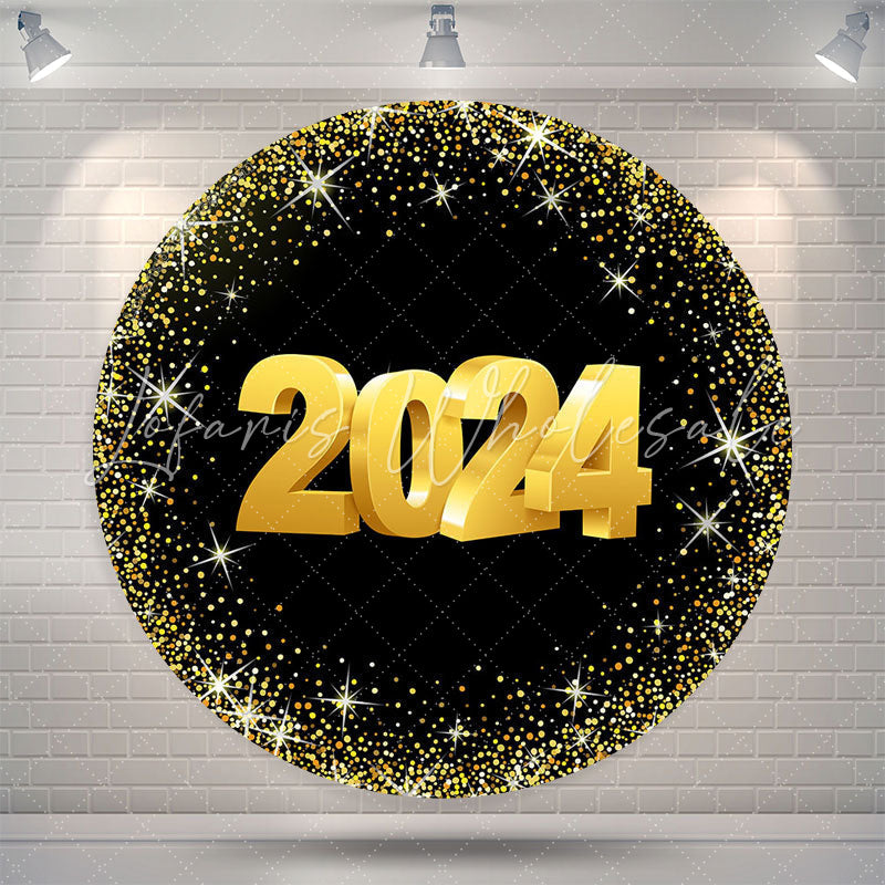 Lofaris Classic Happy 2024 New Year Circle Holiday Backdrop