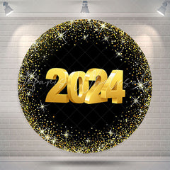 Lofaris Classic Happy 2024 New Year Circle Holiday Backdrop