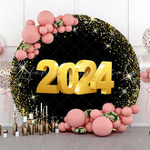 Lofaris Classic Happy 2024 New Year Circle Holiday Backdrop
