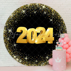 Lofaris Classic Happy 2024 New Year Circle Holiday Backdrop