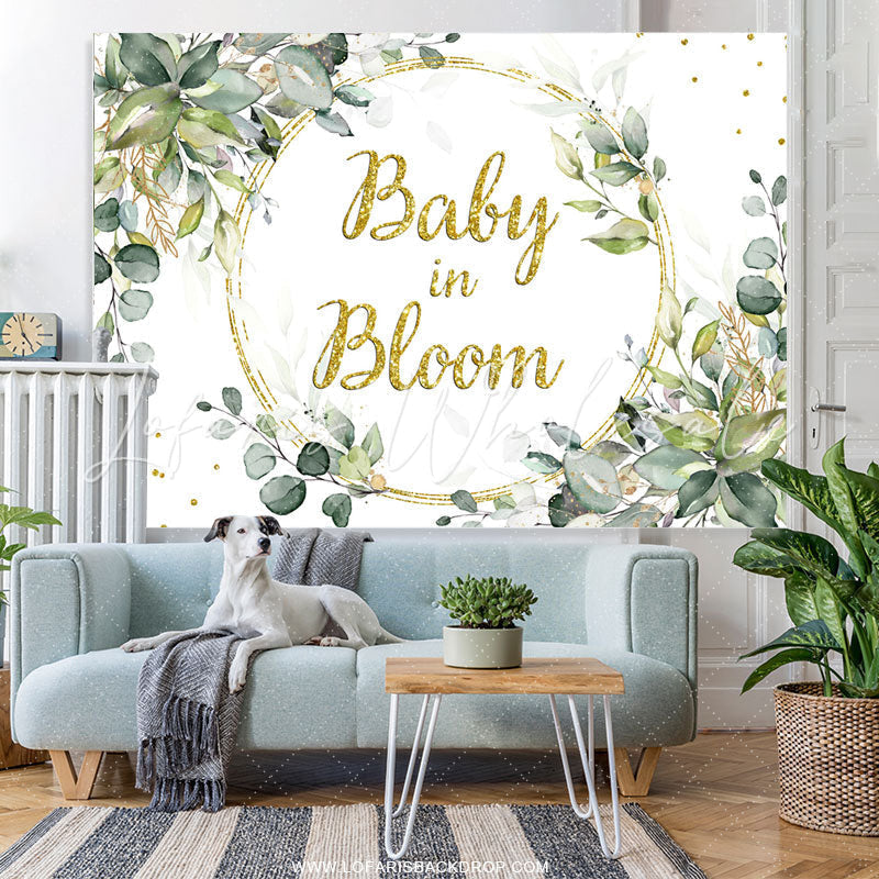 Lofaris Classic Leaves Baby In Bloom Gender Reveal Backdrop