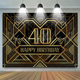 Lofaris Classic Lines Black Happy 40Th Birthday Backdrop