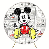 Classic Mickey Round Backdrop For Fun And Nostalgic Party Celebration