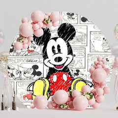 Classic Mickey Round Backdrop For Fun And Nostalgic Party Celebration