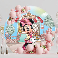 Classic Minnie Round Backdrop For Fun Kids Birthday Party Celebration