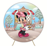 Classic Minnie Round Backdrop For Fun Kids Birthday Party Celebration