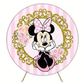 Classic Minnie Round Backdrop For Nostalgic Kids Party Celebration