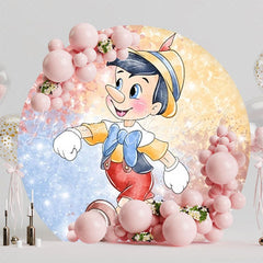 Classic Pinocchio Birthday Party Round Backdrop For Storybook Fun