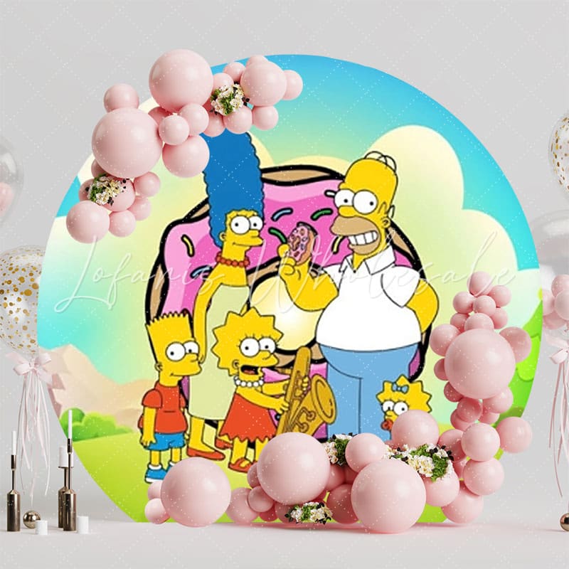 Classic Simpsons Round Backdrop For Nostalgic Cartoon Party Fun