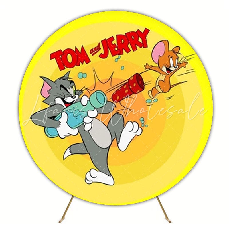 Classic Tom And Jerry Cartoon Round Backdrop For Fun Celebrations