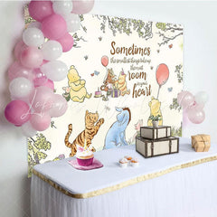 Classic Winnie Pooh Bear Watercolor Tree Baby Shower Backdrop