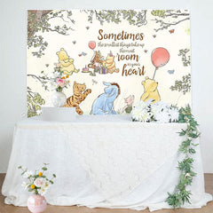 Classic Winnie Pooh Bear Watercolor Tree Baby Shower Backdrop