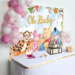 Classic Winnie The Pooh Cartoon Anime Bear Baby Shower Backdrops