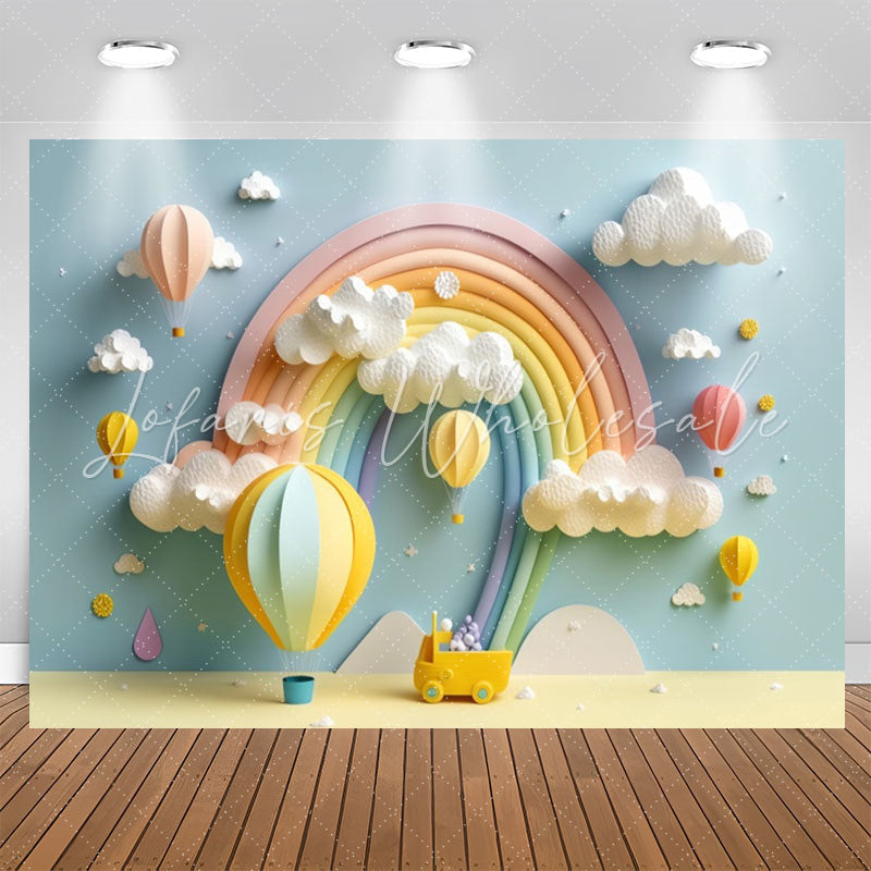 Lofaris Classy Candy Color Rainbow Cloud Birthday Backdrop