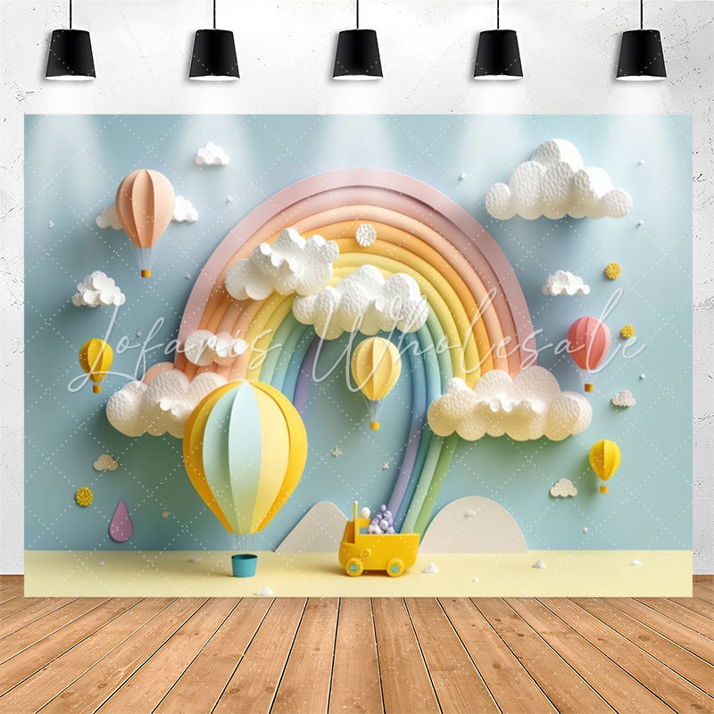 Lofaris Classy Candy Color Rainbow Cloud Birthday Backdrop