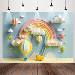 Lofaris Classy Candy Color Rainbow Cloud Birthday Backdrop