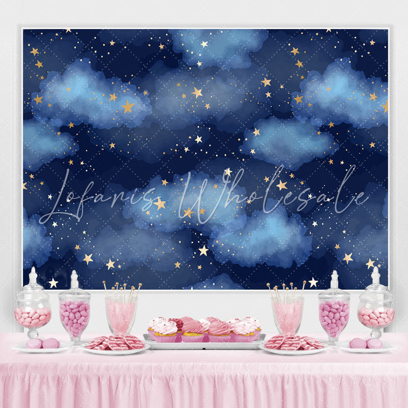 Lofaris Cloud And Stars Blue Backdrop for Birthday Party